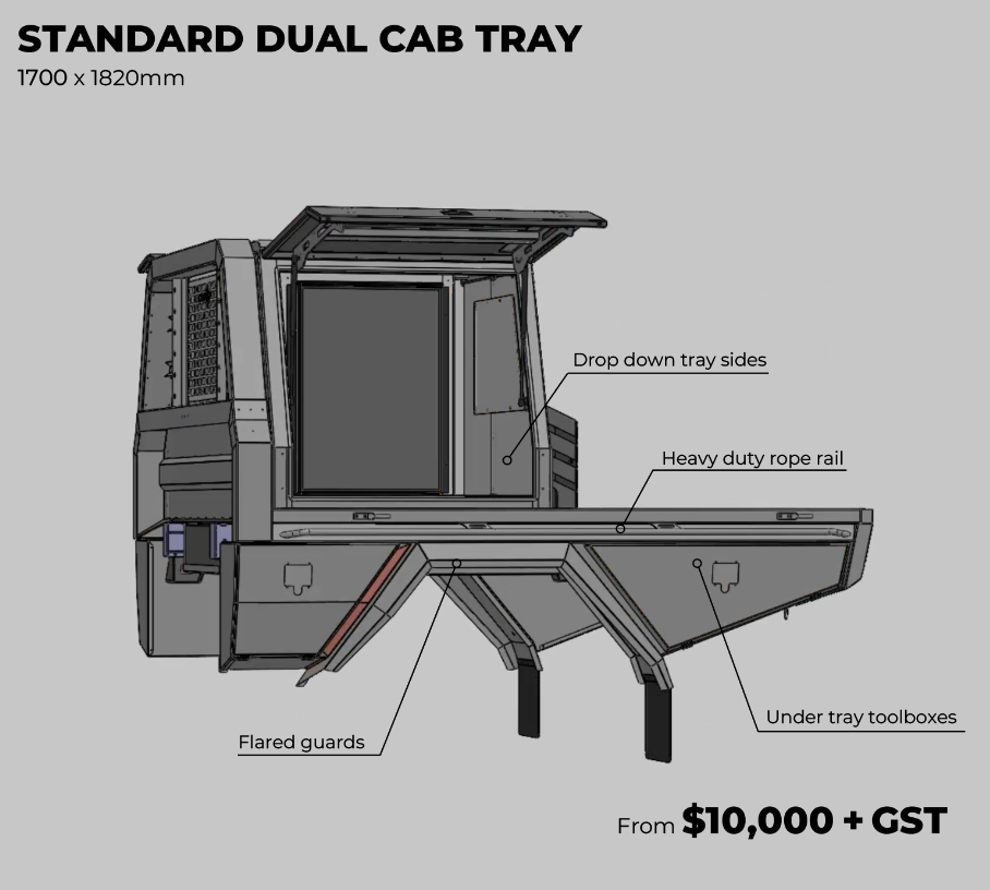 custom dual cab tray pricing